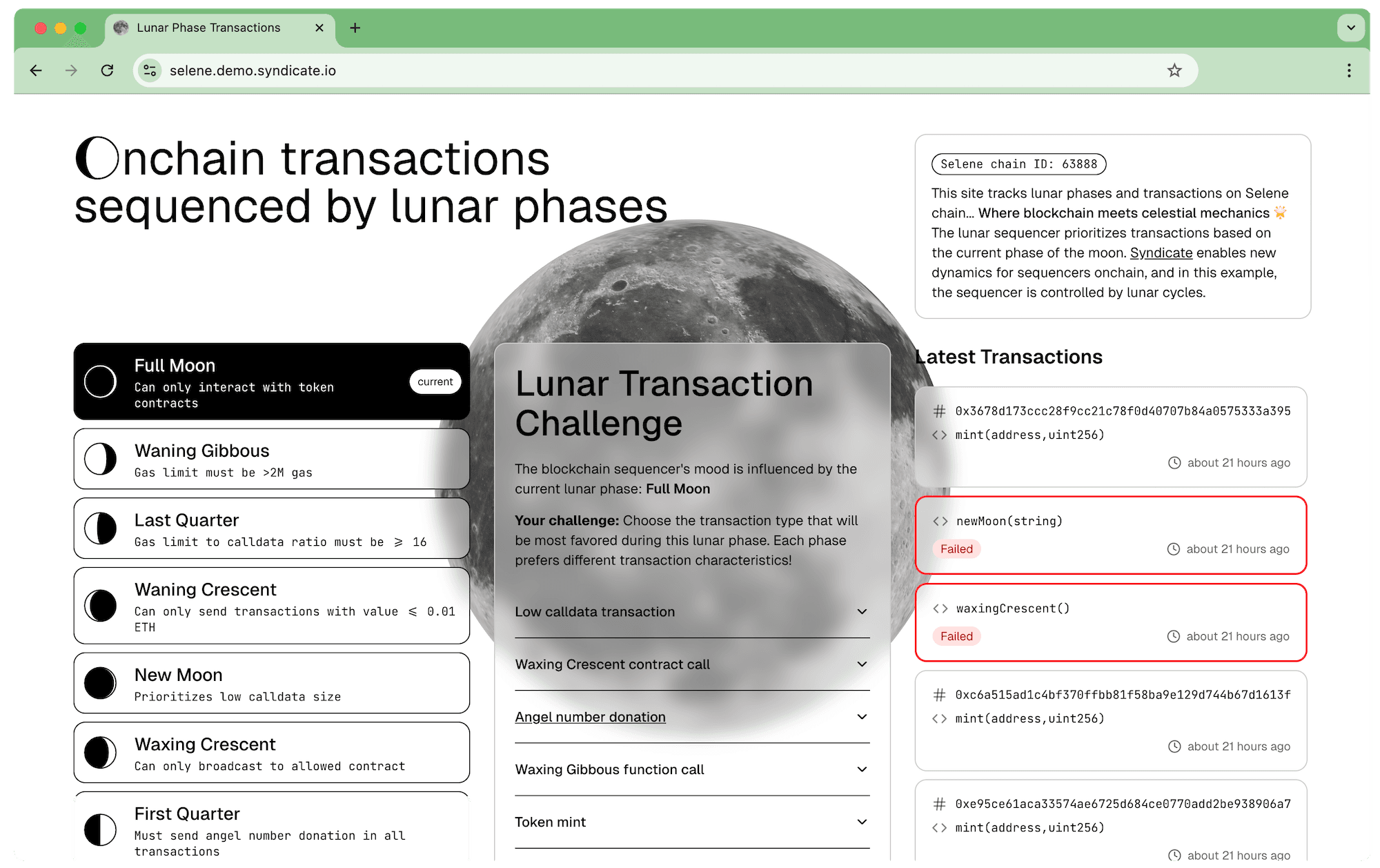 Selene demo website