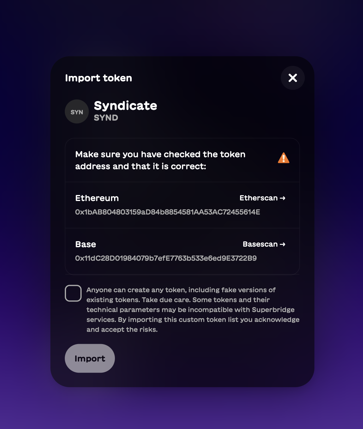 SYND import screenshot